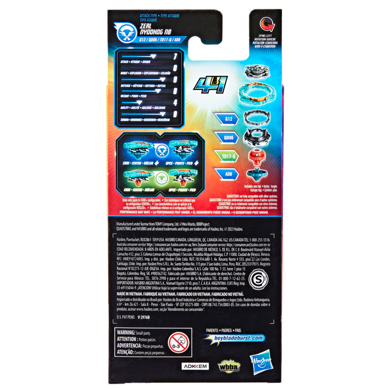 Beyblade Burst Quadstrike Zeal Nyddhog N8 Starter Pack