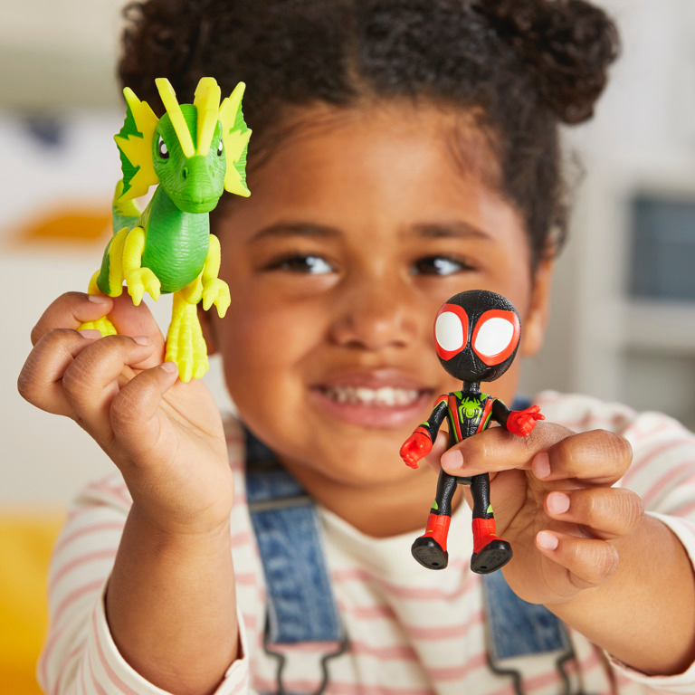 Marvel Spidey and His Amazing Friends Dino-Webs Miles "Spin" Morals Hero and Marvel's Electrosaurus Dino