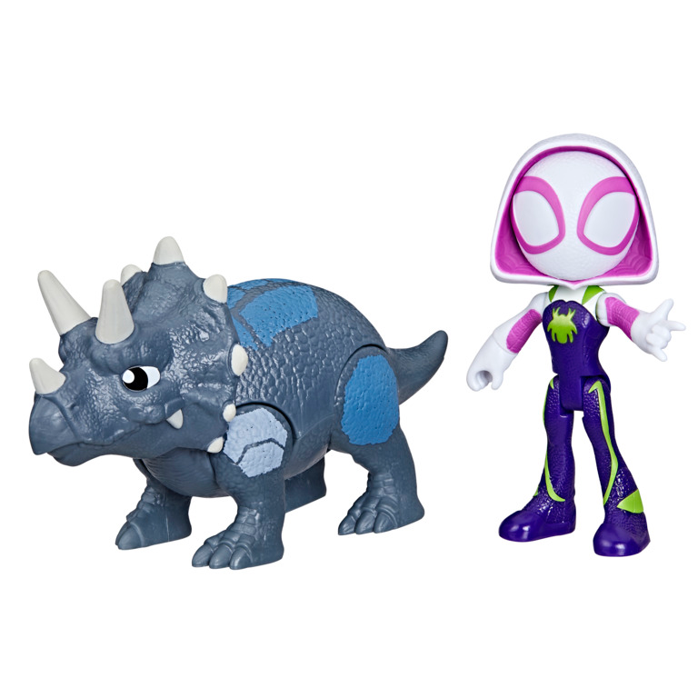 Marvel Spidey and His Amazing Friends Dino-Webs Ghost-Spider Hero and Rhino Dino