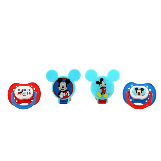 Disney Mickey Mouse Baby Orthodontic 4pc Pacifier and Holder Set