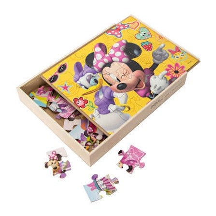 Disney's Minnie Mouse 5-Pack Faux Wood Puzzle Set in Wooden Storage Box