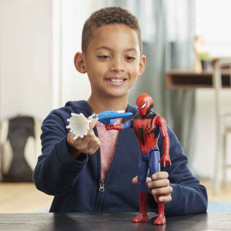 Marvel Titan Hero Series Blast Gear Spider-Man 12-Inch Action Figure with Launcher and Accessories