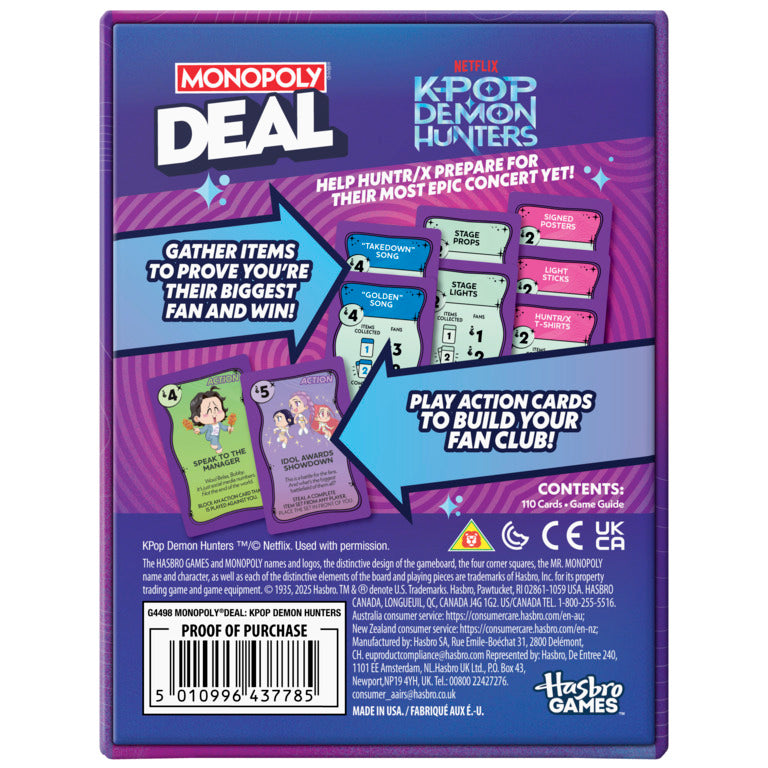 Monopoly Deal KPop Demon Hunters Card Game