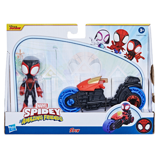 Marvel Spidey and His Amazing Friends 4" Miles “Spin” Morales Figure and Motorcycle Set