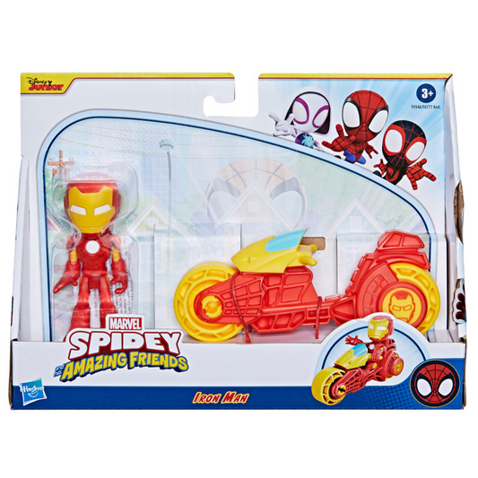 Marvel Spidey and His Amazing Friends 4" Iron Man Figure and Motorcycle Set