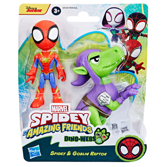 Marvel Spidey and His Amazing Friends Dino-Webs Spidey Hero and Goblin Raptor Dino