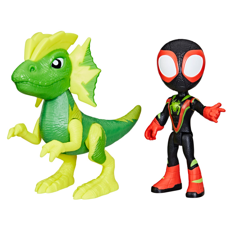 Marvel Spidey and His Amazing Friends Dino-Webs Miles "Spin" Morals Hero and Marvel's Electrosaurus Dino