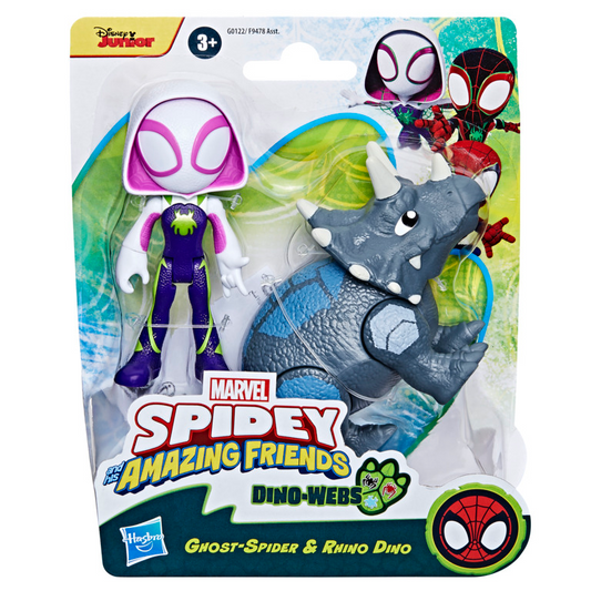 Marvel Spidey and His Amazing Friends Dino-Webs Ghost-Spider Hero and Rhino Dino