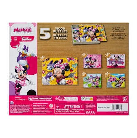 Disney's Minnie Mouse 5-Pack Faux Wood Puzzle Set in Wooden Storage Box